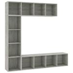 Casa si Gradina - Mobilier - Biblioteci si rafturi - Biblioteci - Set biblioteca/comoda TV, 3 piese, gri beton, 180x30x180 cm - Infinity.ro