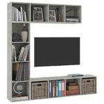 Casa si Gradina - Mobilier - Biblioteci si rafturi - Biblioteci - Set biblioteca/comoda TV, 3 piese, gri beton, 180x30x180 cm - Infinity.ro