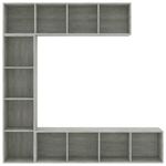 Casa si Gradina - Mobilier - Biblioteci si rafturi - Biblioteci - Set biblioteca/comoda TV, 3 piese, gri beton, 180x30x180 cm - Infinity.ro