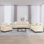 Casa si Gradina - Mobilier - Seturi de mobilier - Seturi living - Set de canapele cu perne, 3 piese, bej, microfibra - Infinity.ro