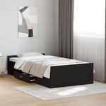 Casa si Gradina - Mobilier - Paturi si accesorii - Paturi - Cadru de pat cu sertare, negru, 75x190 cm, lemn prelucrat - Infinity.ro