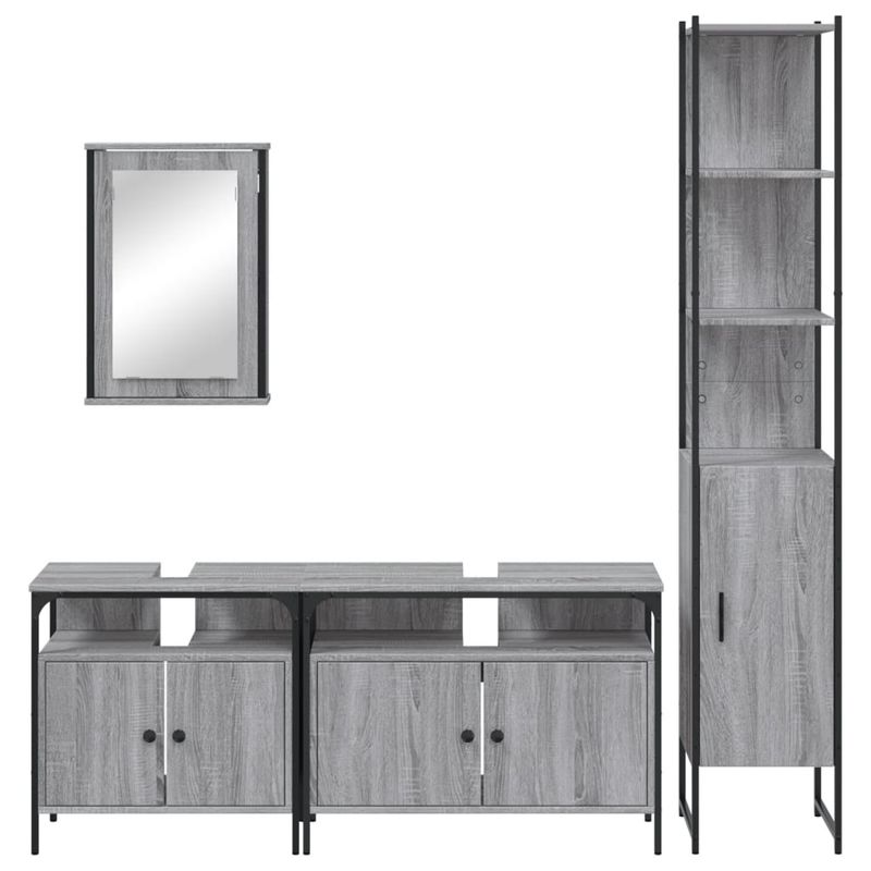 Casa si Gradina - Mobilier - Seturi de mobilier - Seturi baie - Set mobilier de baie, 4 piese, gri sonoma, lemn prelucrat - Infinity.ro