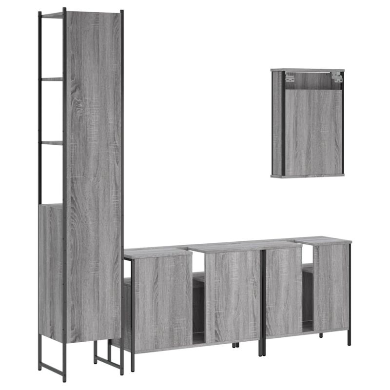 Casa si Gradina - Mobilier - Seturi de mobilier - Seturi baie - Set mobilier de baie, 4 piese, gri sonoma, lemn prelucrat - Infinity.ro