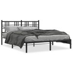 Casa si Gradina - Mobilier - Paturi si accesorii - Paturi - Cadru de pat metalic cu tablie, negru, 150x200 cm - Infinity.ro