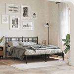 Casa si Gradina - Mobilier - Paturi si accesorii - Paturi - Cadru de pat metalic cu tablie, negru, 150x200 cm - Infinity.ro