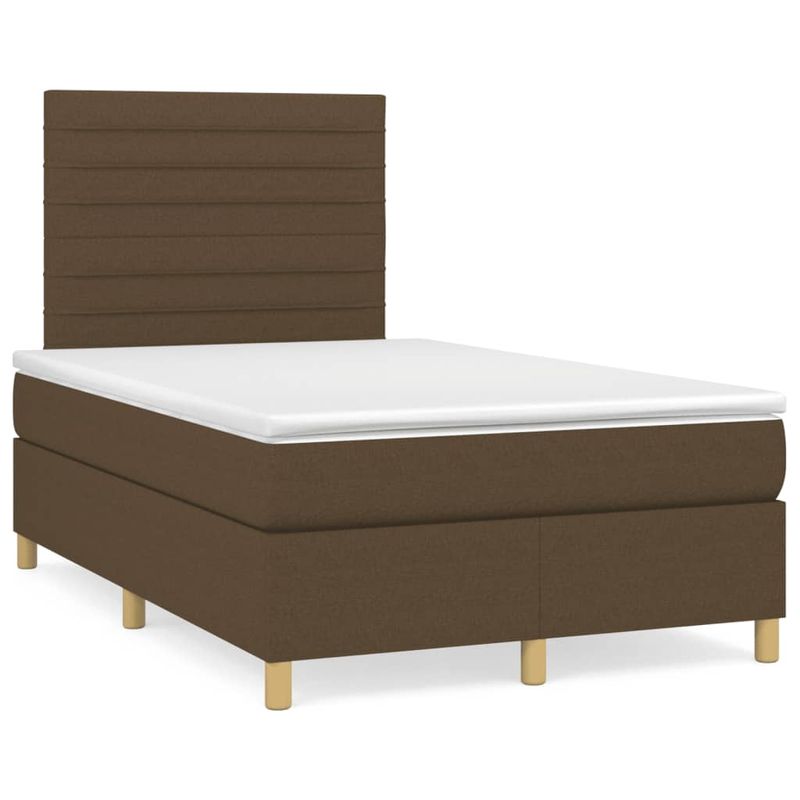 Casa si Gradina - Mobilier - Paturi si accesorii - Paturi - Pat box spring cu saltea, maro inchis, 120x190 cm, textil - Infinity.ro