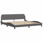 Casa si Gradina - Mobilier - Paturi si accesorii - Paturi - Pat cu saltea, gri, 200x200 cm, piele ecologica - Infinity.ro