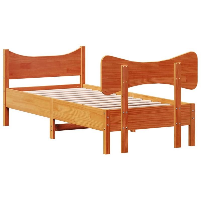 Casa si Gradina - Mobilier - Paturi si accesorii - Paturi - Cadru de pat cu tablie, maro ceruit, 100x200 cm, lemn masiv pin - Infinity.ro