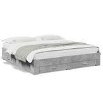 Casa si Gradina - Mobilier - Paturi si accesorii - Paturi - Cadru de pat cu sertare gri beton 200x200 cm lemn prelucrat - Infinity.ro