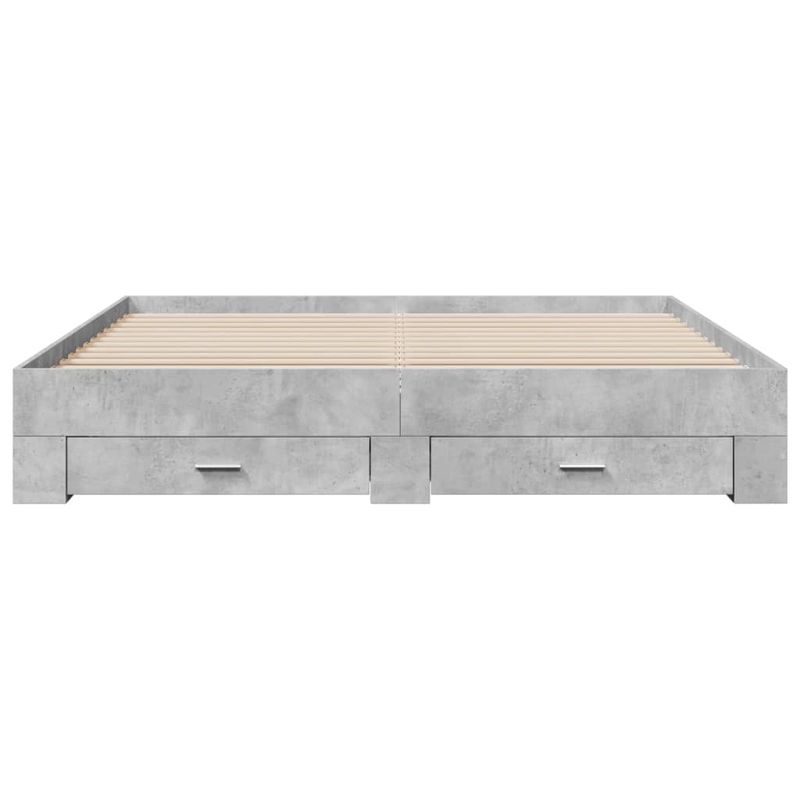 Casa si Gradina - Mobilier - Paturi si accesorii - Paturi - Cadru de pat cu sertare gri beton 200x200 cm lemn prelucrat - Infinity.ro