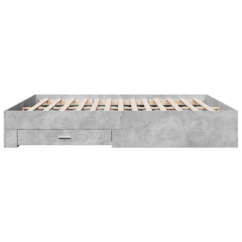 Casa si Gradina - Mobilier - Paturi si accesorii - Paturi - Cadru de pat cu sertare gri beton 200x200 cm lemn prelucrat - Infinity.ro