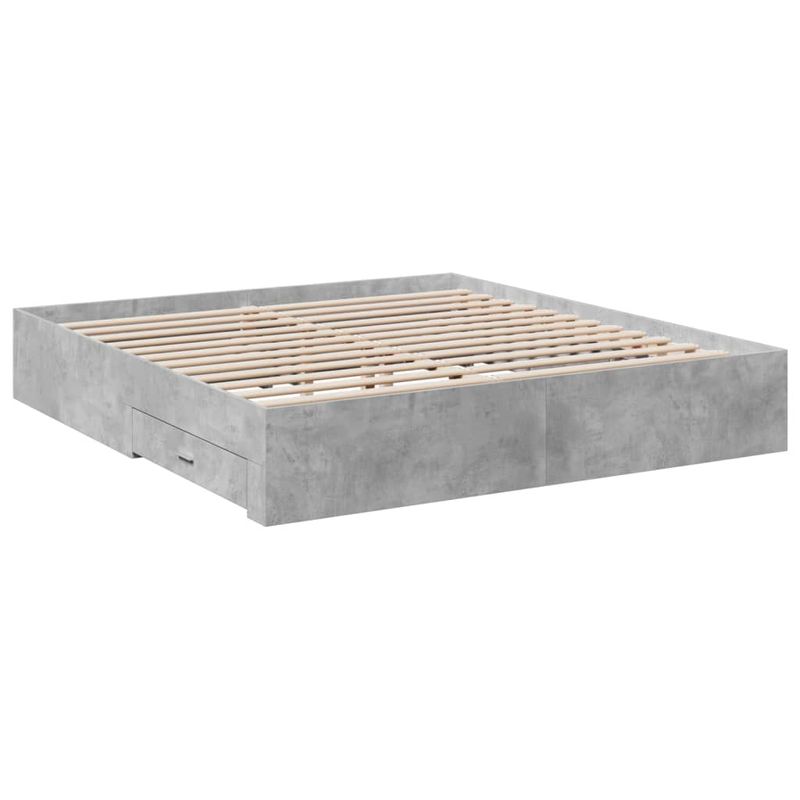 Casa si Gradina - Mobilier - Paturi si accesorii - Paturi - Cadru de pat cu sertare gri beton 200x200 cm lemn prelucrat - Infinity.ro