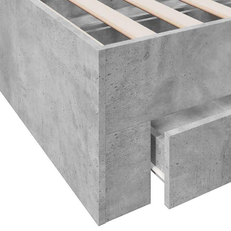 Casa si Gradina - Mobilier - Paturi si accesorii - Paturi - Cadru de pat cu sertare gri beton 200x200 cm lemn prelucrat - Infinity.ro