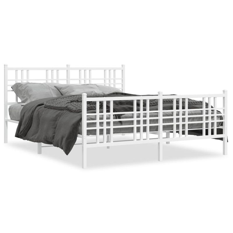 Casa si Gradina - Mobilier - Paturi si accesorii - Paturi - Cadru de pat metalic cu tablie, alb, 150x200 cm - Infinity.ro