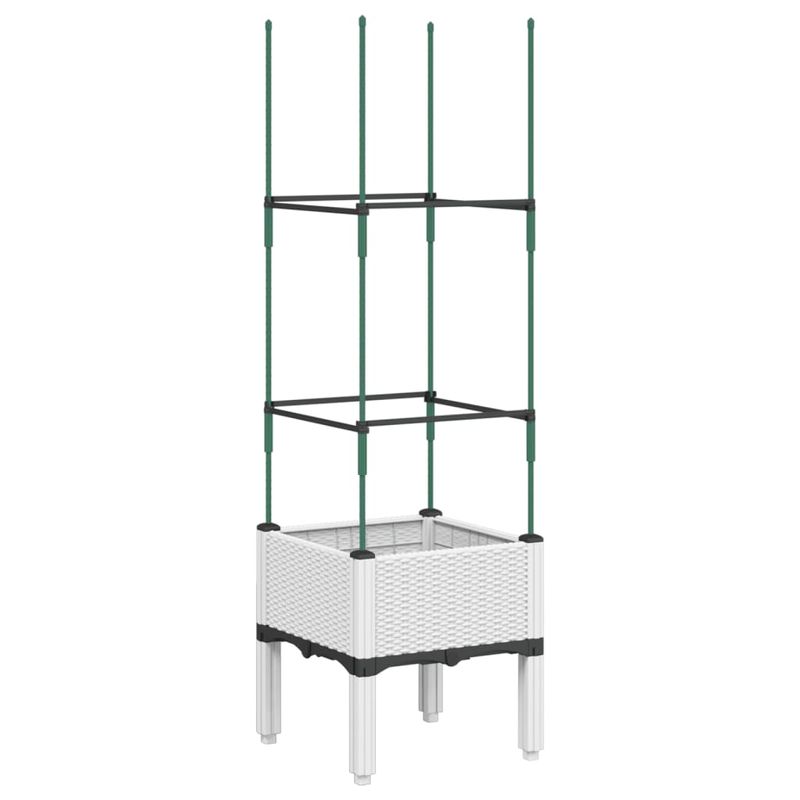 Casa si Gradina - Gradinarit si plante - Plante si ghivece - Ghivece si suporturi - Jardiniera de gradina cu spalier, alb, 40x40x142,5 cm, PP - Infinity.ro