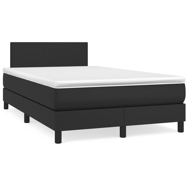Casa si Gradina - Mobilier - Paturi si accesorii - Paturi - Pat box spring cu saltea, negru, 120x190 cm, piele ecologica - Infinity.ro