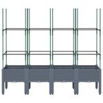 Casa si Gradina - Gradinarit si plante - Plante si ghivece - Ghivece si suporturi - Jardiniera de gradina cu spalier, gri, 160x40x142,5 cm, PP - Infinity.ro