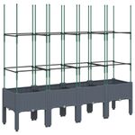 Casa si Gradina - Gradinarit si plante - Plante si ghivece - Ghivece si suporturi - Jardiniera de gradina cu spalier, gri, 160x40x142,5 cm, PP - Infinity.ro