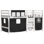 Casa si Gradina - Mobilier - Paturi si accesorii - Paturi - Pat etajat de copii perdele, alb/negru 90x190 cm lemn masiv pin - Infinity.ro