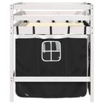 Casa si Gradina - Mobilier - Paturi si accesorii - Paturi - Pat etajat de copii perdele, alb/negru 90x190 cm lemn masiv pin - Infinity.ro