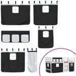 Casa si Gradina - Mobilier - Paturi si accesorii - Paturi - Pat etajat de copii perdele, alb/negru 90x190 cm lemn masiv pin - Infinity.ro