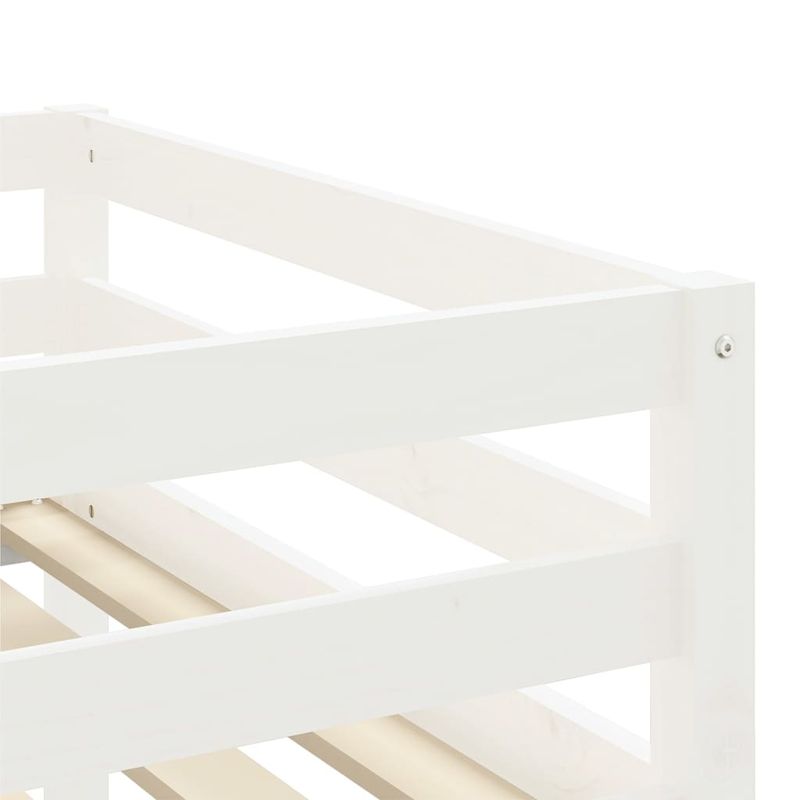 Casa si Gradina - Mobilier - Paturi si accesorii - Paturi - Pat etajat de copii perdele, alb/negru 90x190 cm lemn masiv pin - Infinity.ro