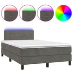 Casa si Gradina - Mobilier - Paturi si accesorii - Paturi - Pat cu arcuri, saltea si LED, gri inchis, 120x190 cm, catifea - Infinity.ro