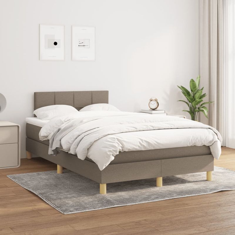 Casa si Gradina - Mobilier - Paturi si accesorii - Paturi - Pat box spring cu saltea, taupe, 120x190 cm material textil - Infinity.ro