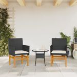 Casa si Gradina - Gradina si terasa - Mobilier exterior - Scaune si sezlonguri gradina - Scaune de gradina cu perne, 2 buc., negru poliratan/lemn - Infinity.ro