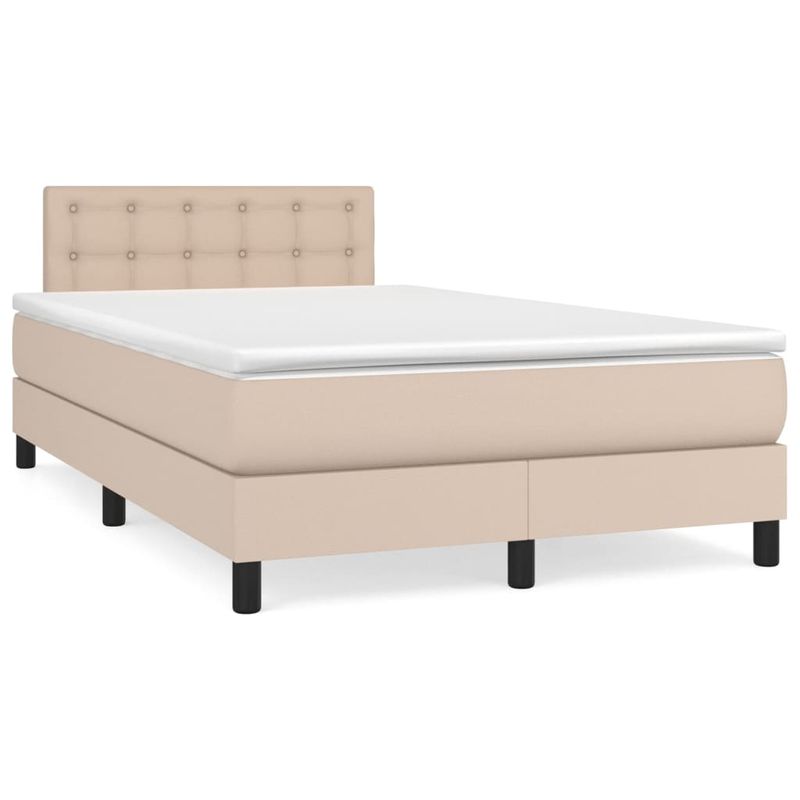 Casa si Gradina - Mobilier - Paturi si accesorii - Paturi - Pat box spring cu saltea, cappuccino, 120x190cm piele ecologica - Infinity.ro