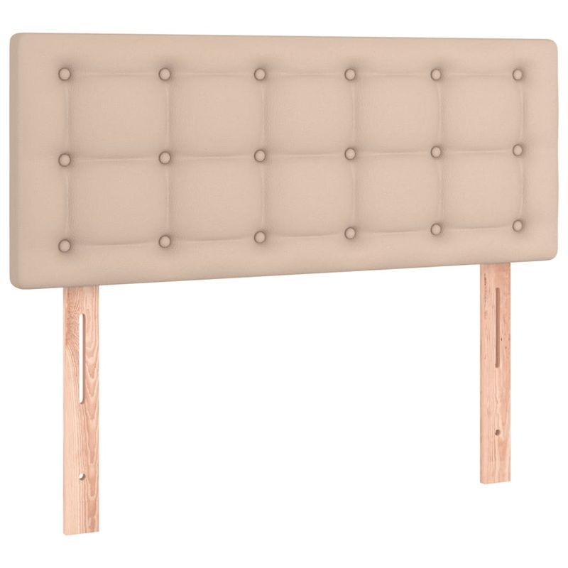 Casa si Gradina - Mobilier - Paturi si accesorii - Paturi - Pat box spring cu saltea, cappuccino, 120x190cm piele ecologica - Infinity.ro