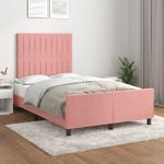 Casa si Gradina - Mobilier - Paturi si accesorii - Paturi - Cadru de pat cu tablie, roz, 120x190 cm, catifea - Infinity.ro