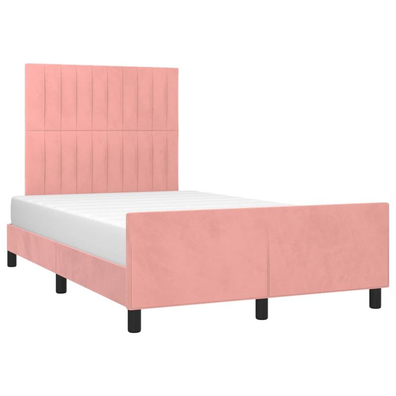 Casa si Gradina - Mobilier - Paturi si accesorii - Paturi - Cadru de pat cu tablie, roz, 120x190 cm, catifea - Infinity.ro