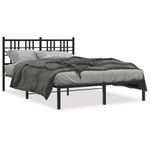 Casa si Gradina - Mobilier - Paturi si accesorii - Paturi - Cadru de pat metalic cu tablie, negru, 140x190 cm - Infinity.ro