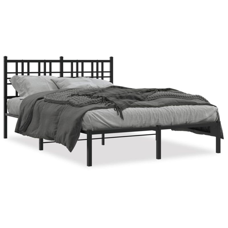 Casa si Gradina - Mobilier - Paturi si accesorii - Paturi - Cadru de pat metalic cu tablie, negru, 140x190 cm - Infinity.ro