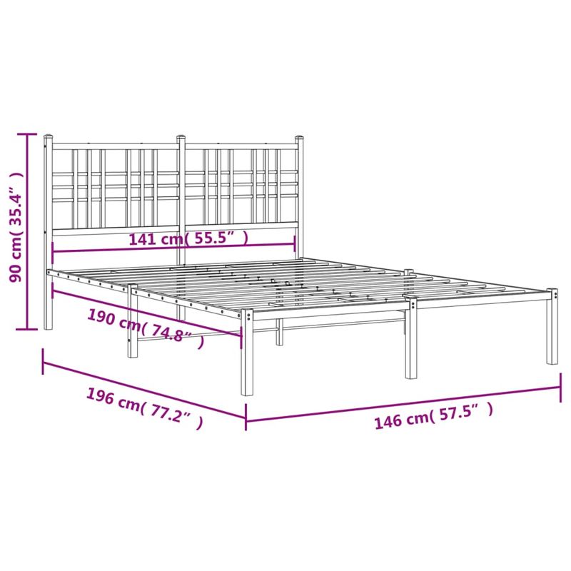 Casa si Gradina - Mobilier - Paturi si accesorii - Paturi - Cadru de pat metalic cu tablie, negru, 140x190 cm - Infinity.ro