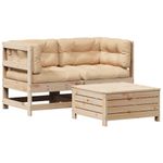Casa si Gradina - Gradina si terasa - Mobilier exterior - Seturi mobila gradina - Set mobilier gradina cu perne, 3 piese, lemn masiv de pin - Infinity.ro