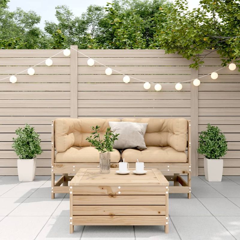 Casa si Gradina - Gradina si terasa - Mobilier exterior - Seturi mobila gradina - Set mobilier gradina cu perne, 3 piese, lemn masiv de pin - Infinity.ro
