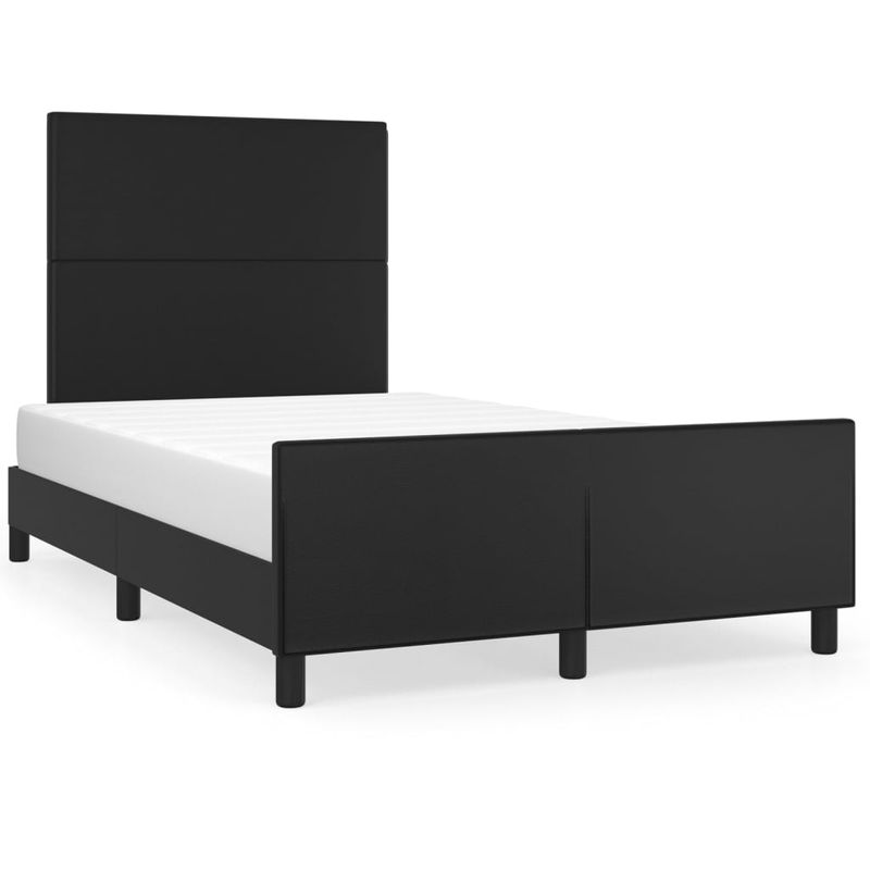 Casa si Gradina - Mobilier - Paturi si accesorii - Paturi - Cadru de pat cu tablie, negru, 120x190 cm, piele ecologica - Infinity.ro