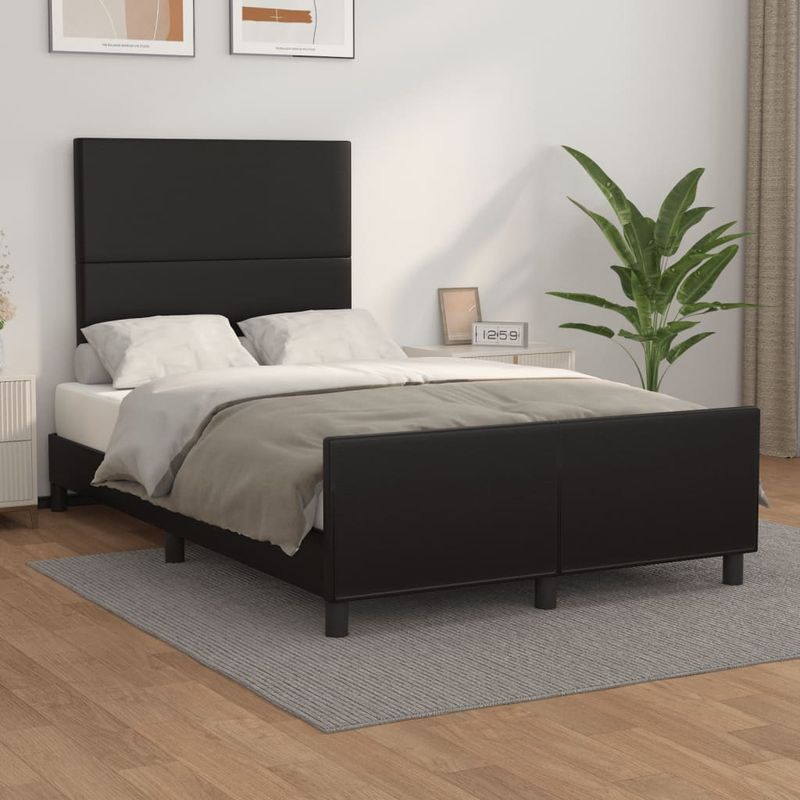 Casa si Gradina - Mobilier - Paturi si accesorii - Paturi - Cadru de pat cu tablie, negru, 120x190 cm, piele ecologica - Infinity.ro