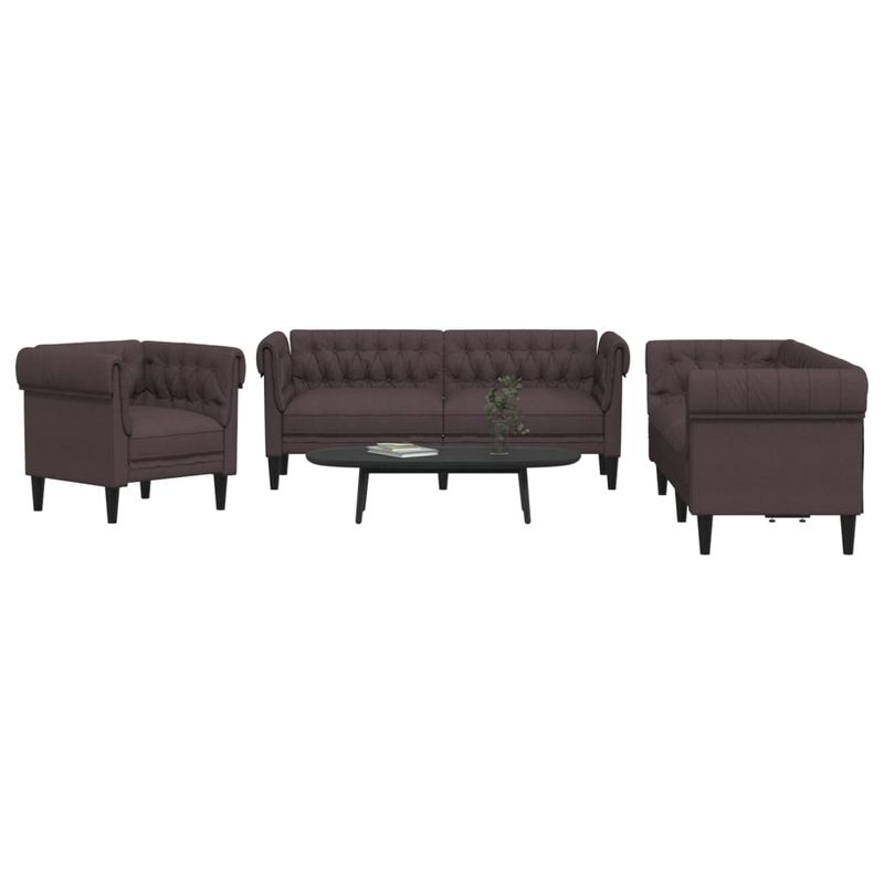 Casa si Gradina - Mobilier - Seturi de mobilier - Seturi living - Set canapele, 3 piese, maro inchis, material textil - Infinity.ro
