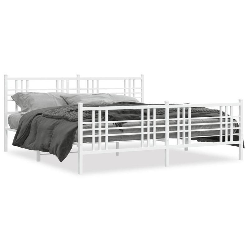 Casa si Gradina - Mobilier - Paturi si accesorii - Paturi - Cadru de pat metalic cu tablie, alb, 200x200 cm - Infinity.ro