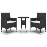 Casa si Gradina - Gradina si terasa - Mobilier exterior - Seturi mobila gradina - Set mobilier bistro gradina 3 piese, negru, poliratan si sticla - Infinity.ro