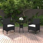 Casa si Gradina - Gradina si terasa - Mobilier exterior - Seturi mobila gradina - Set mobilier bistro gradina 3 piese, negru, poliratan si sticla - Infinity.ro