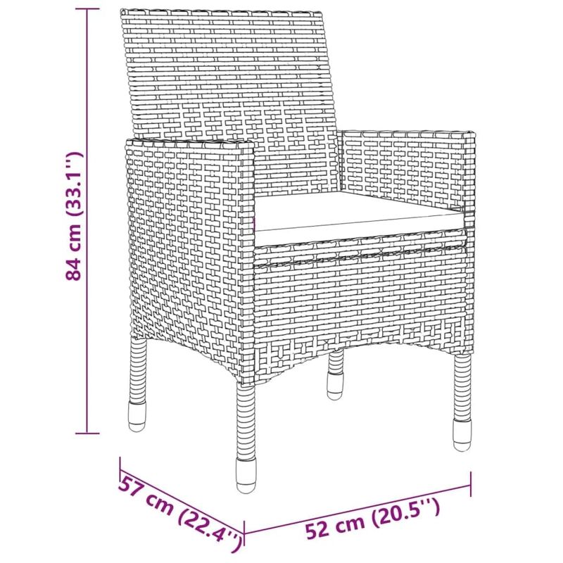 Casa si Gradina - Gradina si terasa - Mobilier exterior - Seturi mobila gradina - Set mobilier bistro gradina 3 piese, negru, poliratan si sticla - Infinity.ro