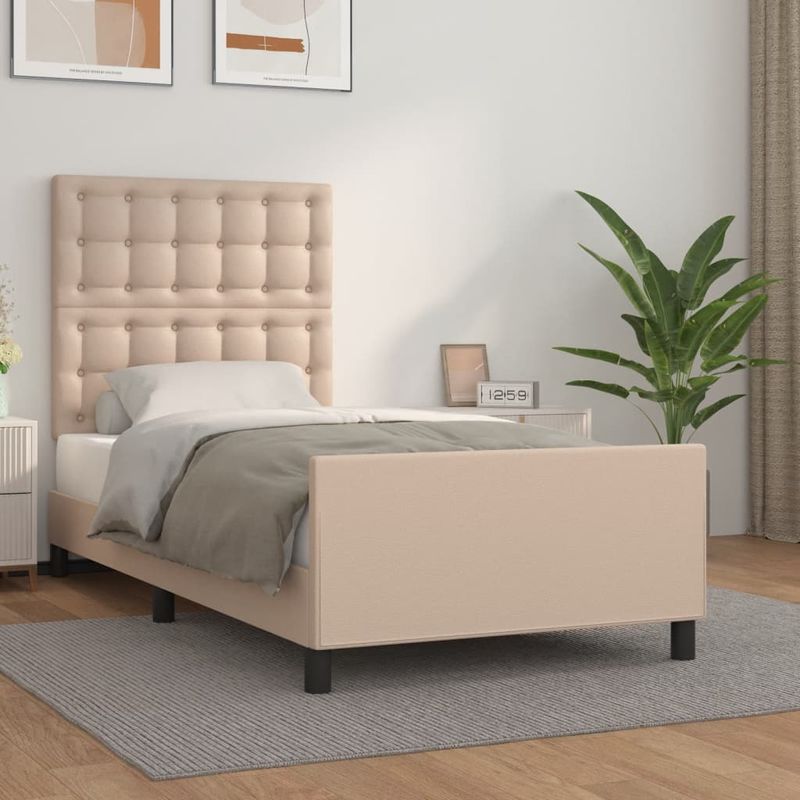 Casa si Gradina - Mobilier - Paturi si accesorii - Paturi - Cadru de pat cu tablie, cappuccino, 80x200 cm, piele ecologica - Infinity.ro