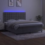 Casa si Gradina - Mobilier - Paturi si accesorii - Paturi - Pat cu arcuri, saltea si LED, gri deschis, 180x200 cm, catifea - Infinity.ro