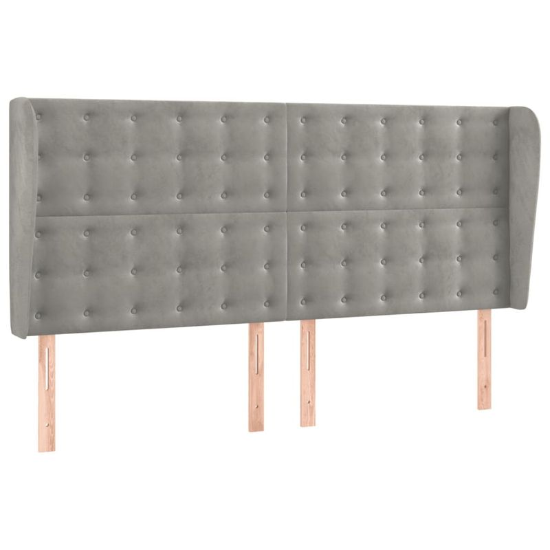 Casa si Gradina - Mobilier - Paturi si accesorii - Paturi - Pat cu arcuri, saltea si LED, gri deschis, 180x200 cm, catifea - Infinity.ro