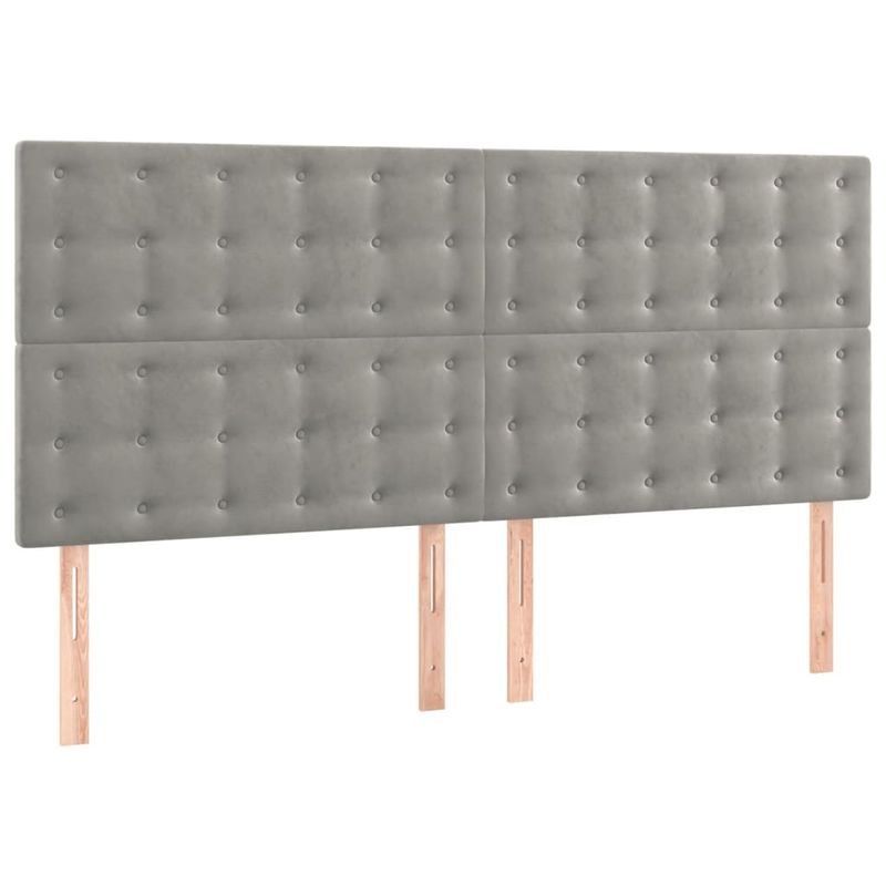 Casa si Gradina - Mobilier - Paturi si accesorii - Paturi - Pat box spring cu saltea, gri deschis, 180x200 cm, catifea - Infinity.ro