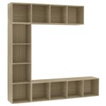 Casa si Gradina - Mobilier - Biblioteci si rafturi - Biblioteci - Dulap carti / TV, 3 piese, stejar Sonoma, 180 x 30 x 180 cm - Infinity.ro